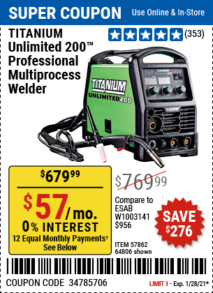 Unlimited 200 Professional Multiprocess Welder with 120 240 Volt Input