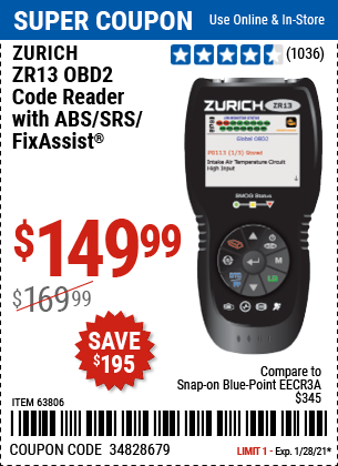 ZR13 OBD2 Code Reader with ABS SRS FixAssist