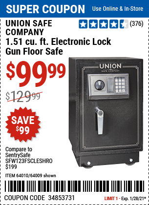 1 51 cu ft Electronic Lock Gun Floor Safe