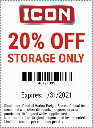 Off Icon Storage Valid Through 1 31 21 Harbor Freight Coupons
