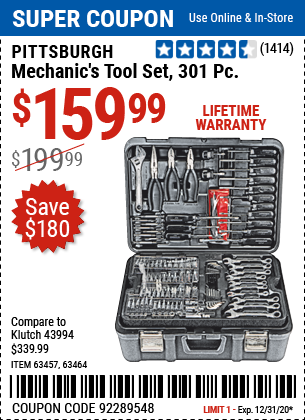 Mechanic's Tool Set 301 Pc.