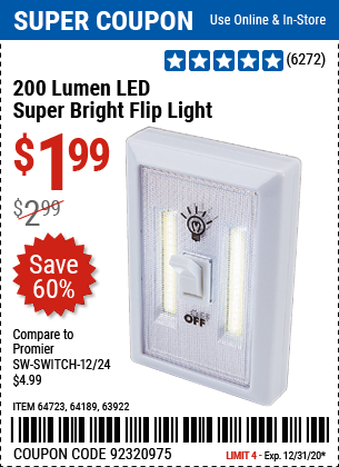 200 Lumen LED Super Bright Flip Light