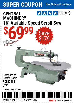16 in. Variable Speed Scroll Saw