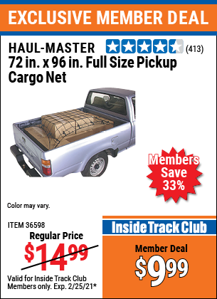 HAUL-MASTER 72 in. x 96 in. Full Size Pickup Cargo Net for $9.99
