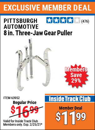 PITTSBURGH AUTOMOTIVE 8 in. Three-Jaw Gear Puller for $11.99 – Harbor
