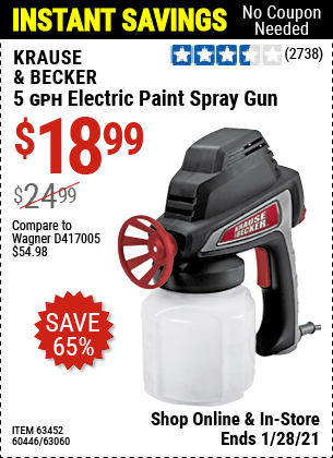 KRAUSE & BECKER 5 GPH Electric Paint Spray Gun for $18.99 – Harbor