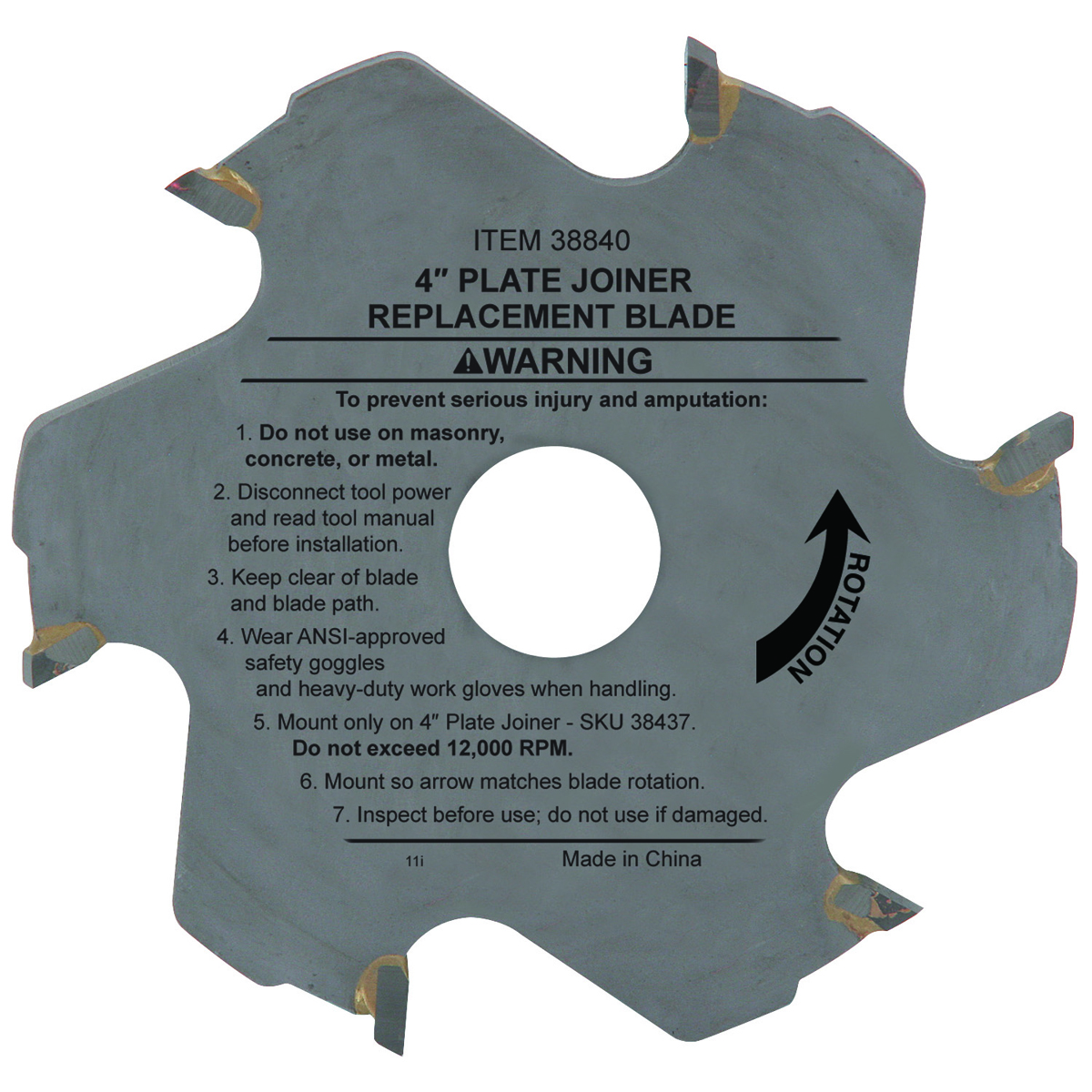 WARRIOR 4 in. 6T Plate Joiner Circular Saw Blade - Item 38840