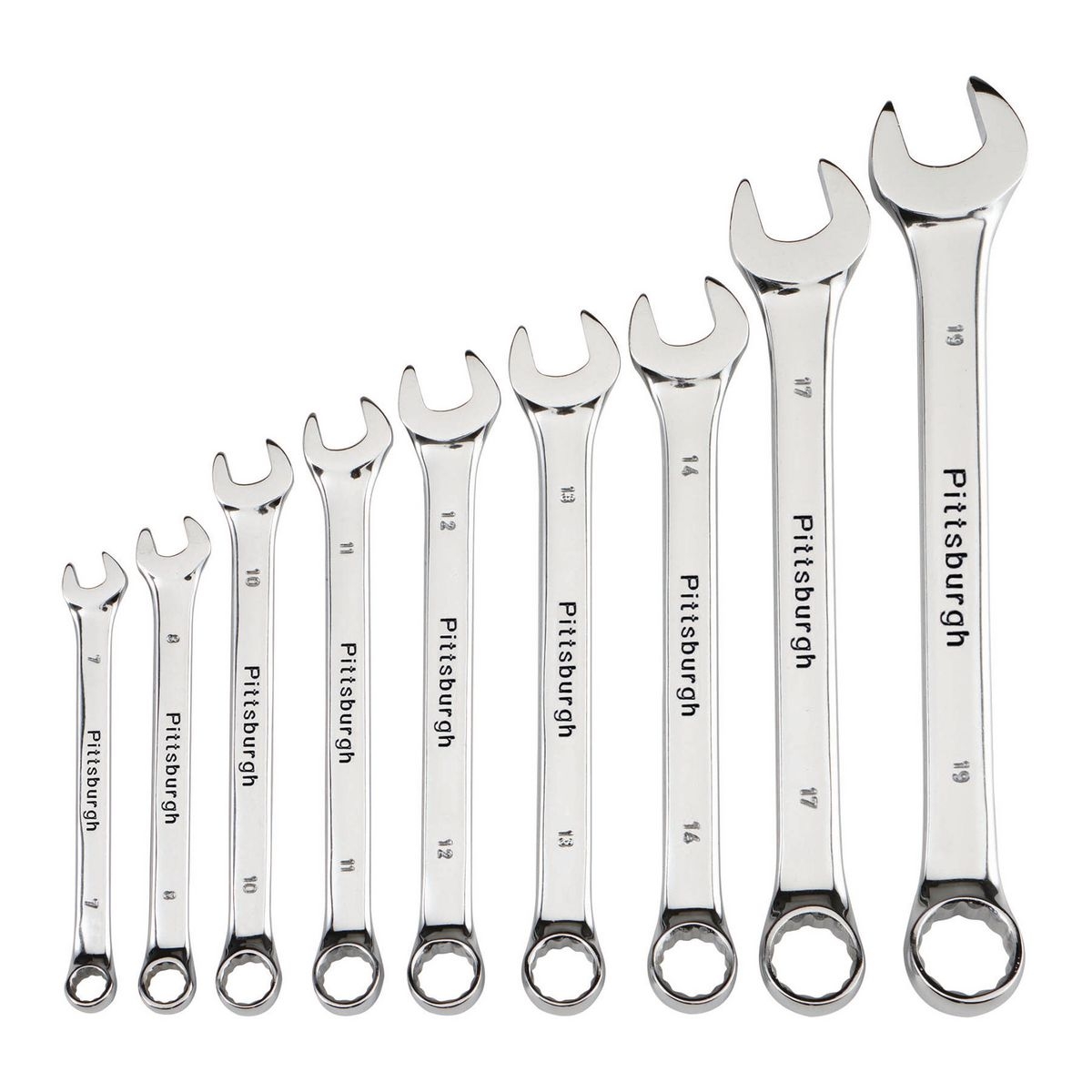 PITTSBURGH Fully Polished Metric Combination Wrench Set 9 Pc. - Item 42305 / 63171 / 69044