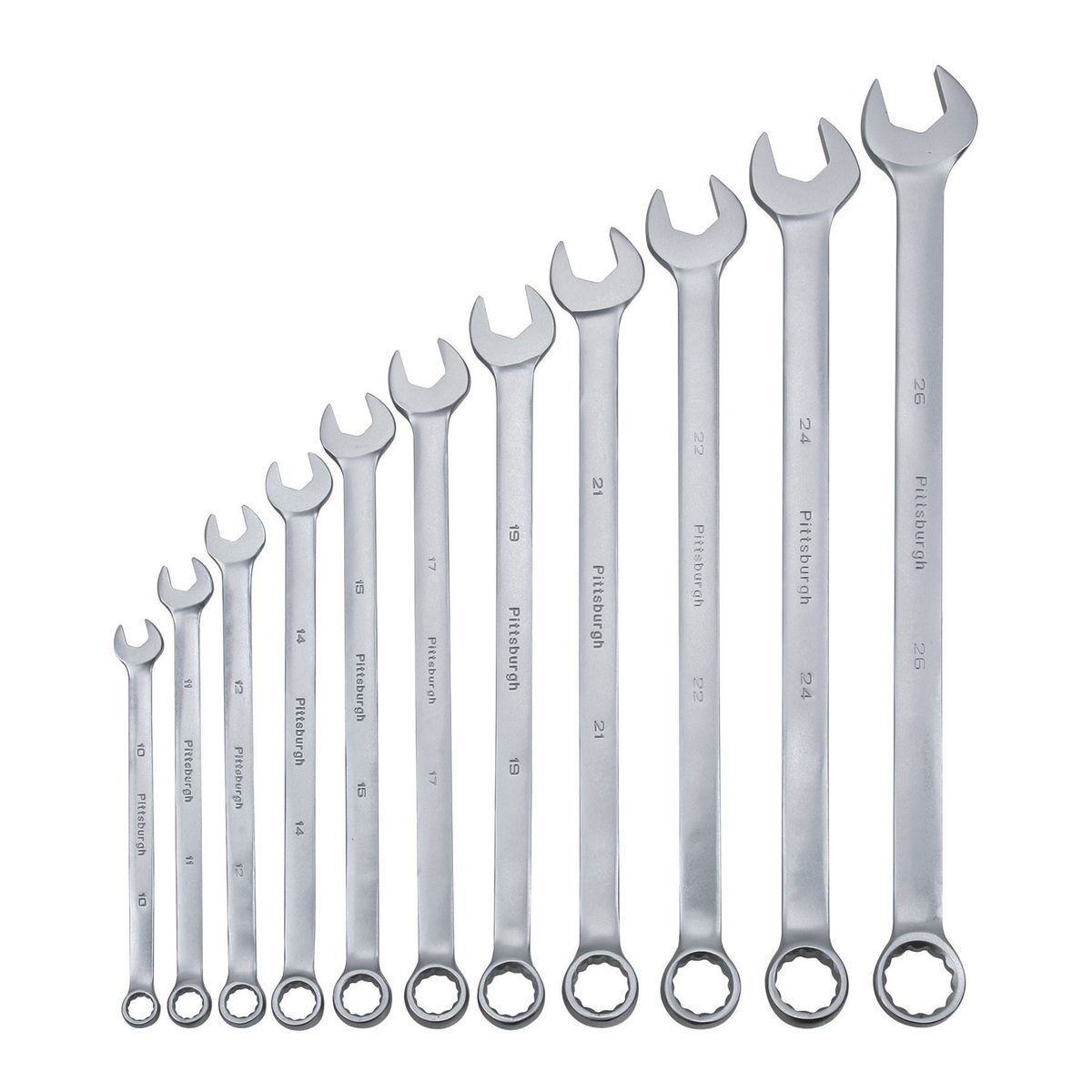 PITTSBURGH Fully Polished Metric Long Handle Combination Wrench Set 11 Pc. - Item 47067 / 60548