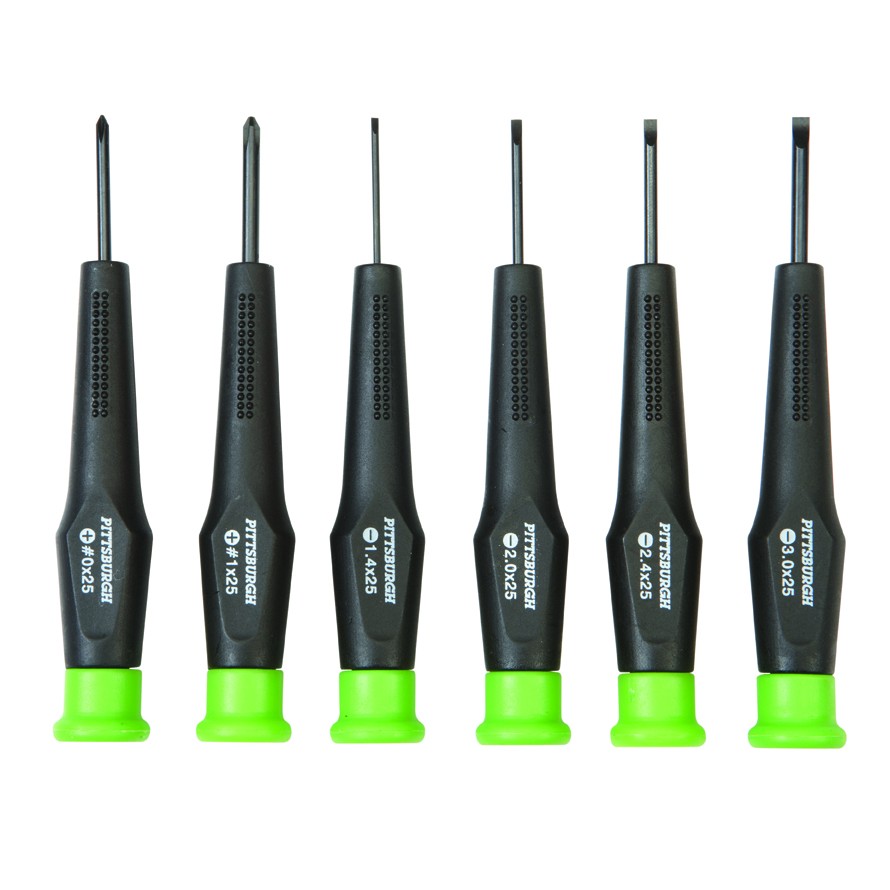 PITTSBURGH Precision Screwdriver Set with Molded Handles 6 Pc. - Item 47823