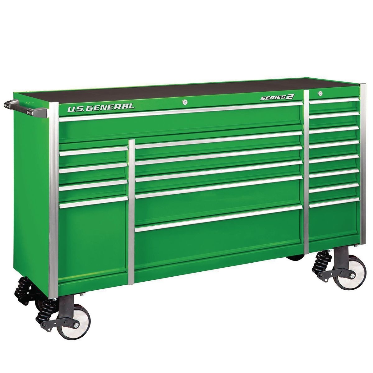 U.S. GENERAL 72 In. X 22 In. Triple Bank Roller Cabinet – Green – Item 56116