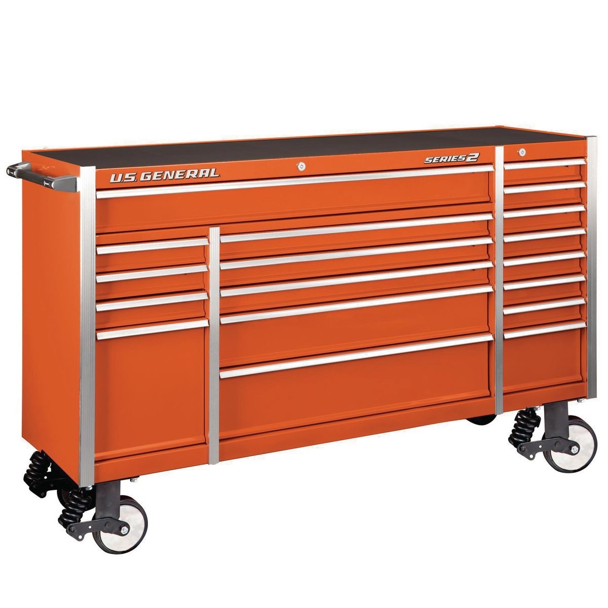 U.S. GENERAL 72 In. X 22 In. Triple Bank Roller Cabinet – Orange – Item 56117