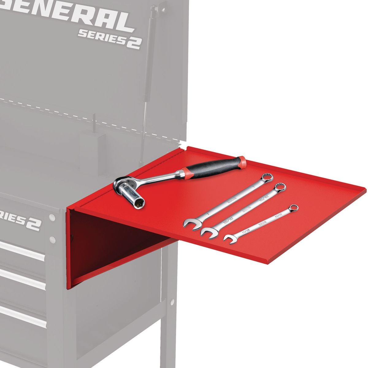 U.S. GENERAL Folding Side Tray for Red 4 Drawer Tech Cart - Item 56437