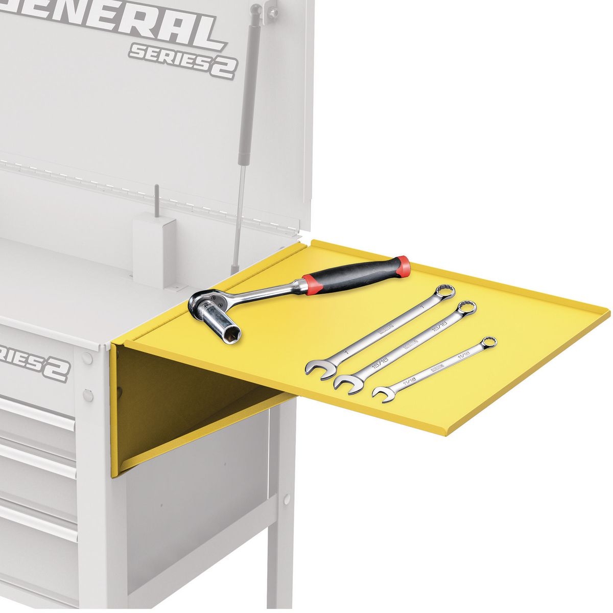 U.S. GENERAL Folding Side Tray for Yellow 4 Drawer Tech Cart - Item 56441
