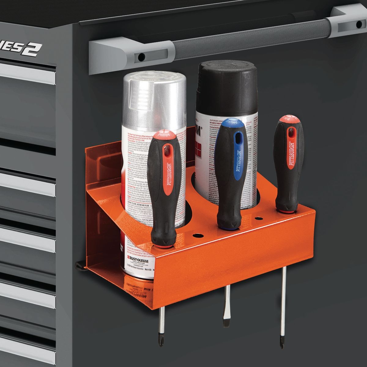 U.S. GENERAL Magnetic Spray Can and Screwdriver Holder Orange - Item 56453