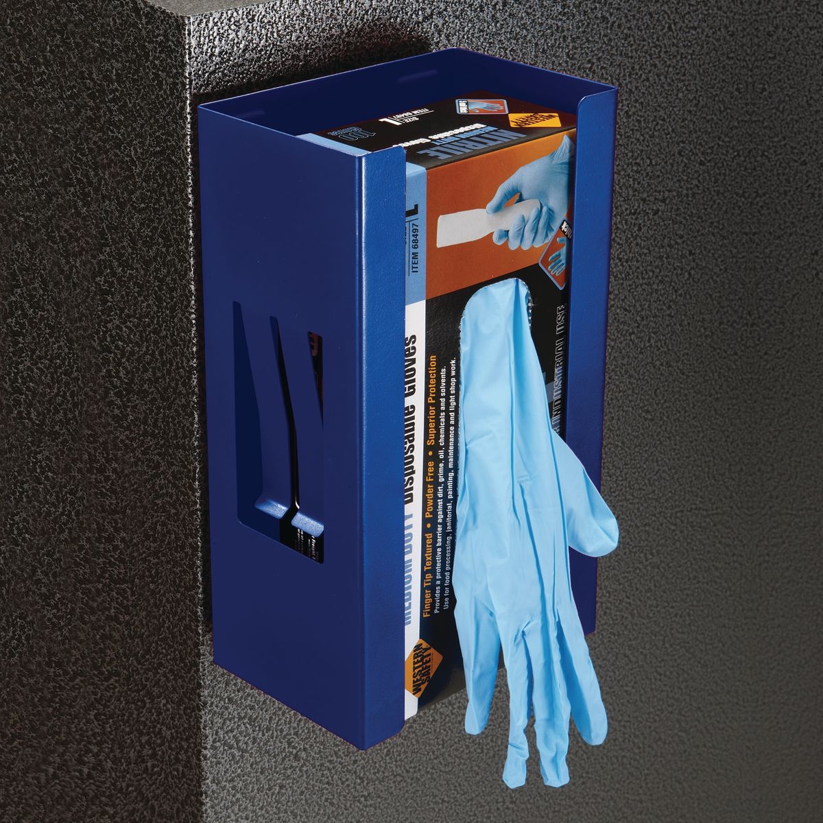 U.S. GENERAL Magnetic Glove/Tissue Dispenser - Blue - Item 56460