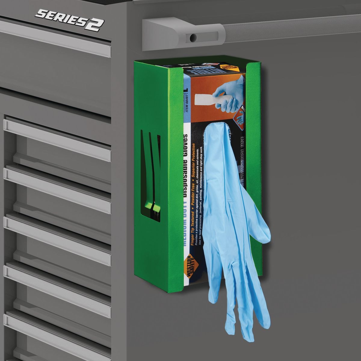 U.S. GENERAL Magnetic Glove/Tissue Dispenser - Green - Item 56461