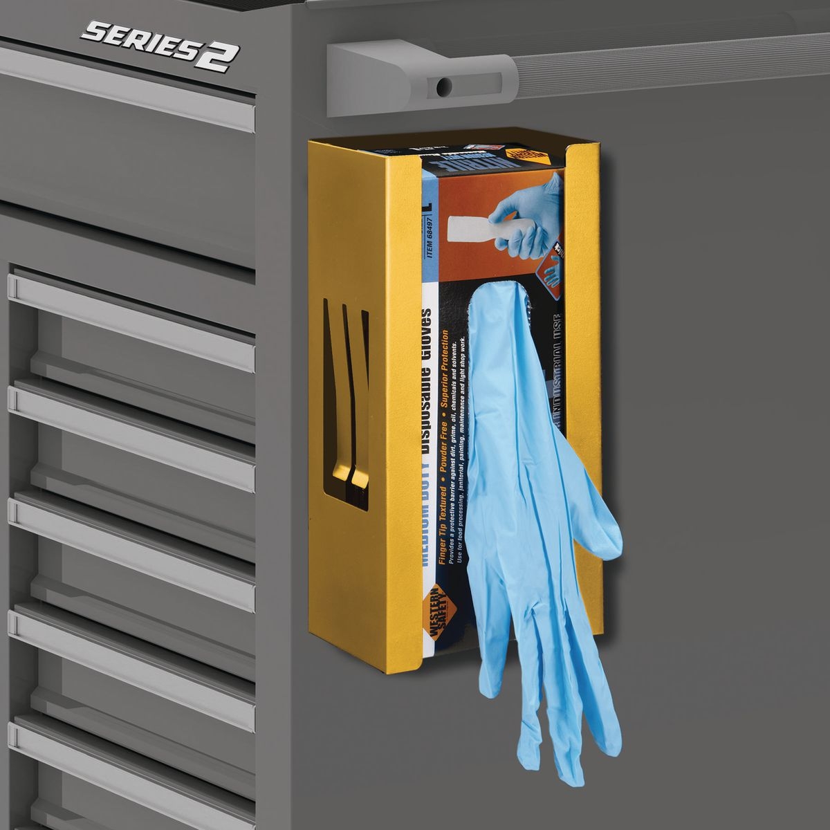 U.S. GENERAL Magnetic Glove/Tissue Dispenser - Yellow - Item 56462