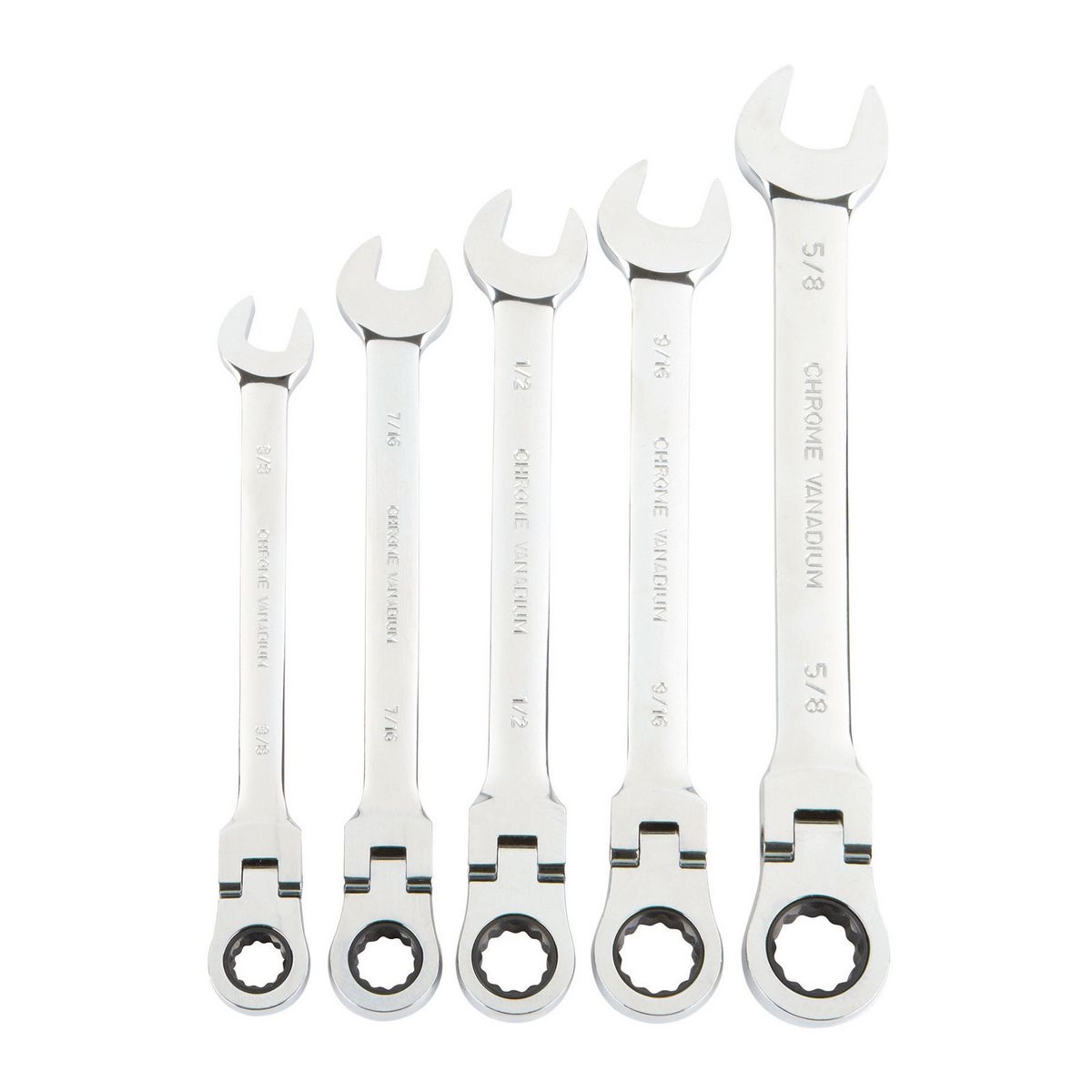 PITTSBURGH SAE Flex-Head Combination Ratcheting Wrench Set 5 Pc. - Item 60591 / 61657 / 66087 / 93790 / 96421