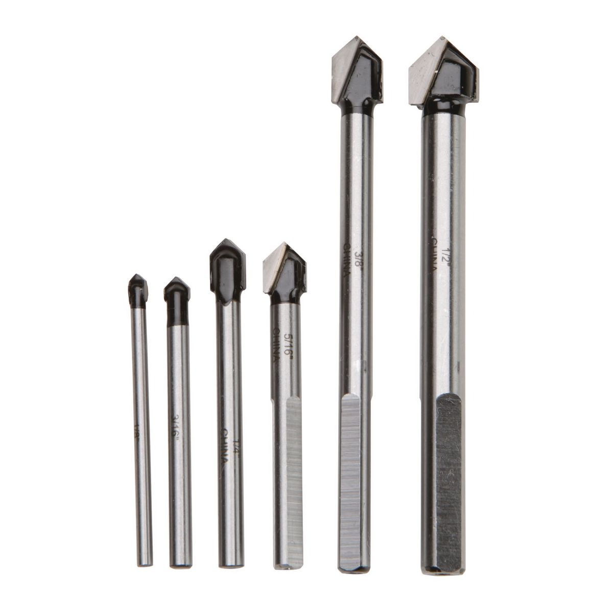 WARRIOR Carbide Tip Glass and Tile Cutting Drill Bit Set 6 Pc. - Item 61617 / 42829 / 68168
