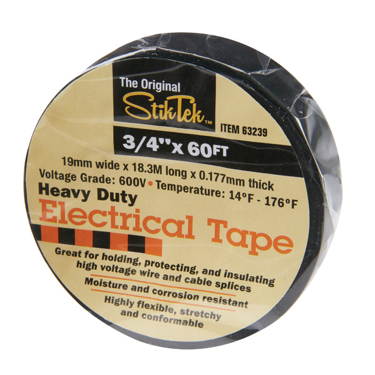 STIKTEK 3/4 in x 60 Ft Industrial Grade Electrical Tape - Item 63239