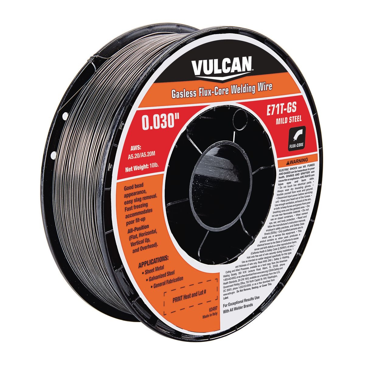 VULCAN 0.030 in. E71T-GS Flux Core Welding Wire 10.00 lb. Roll - Item 63497