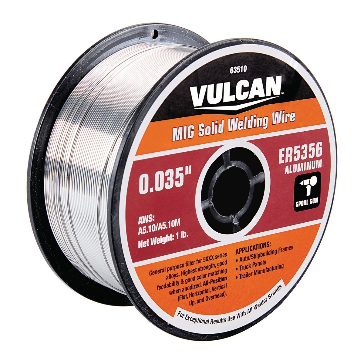 VULCAN 0.035 in. ER5356 MIG Solid Welding Wire 1.00 lb. Roll - Item 63510