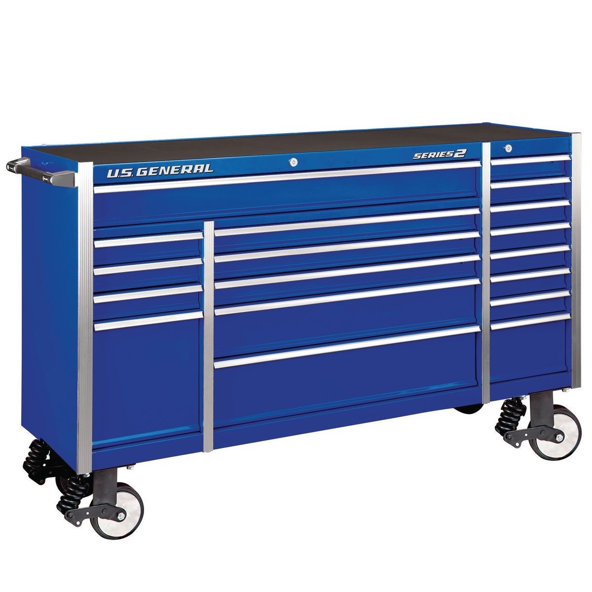 U.S. GENERAL 72 In. X 22 In. Triple Bank Roller Cabinet – Blue – Item 64004