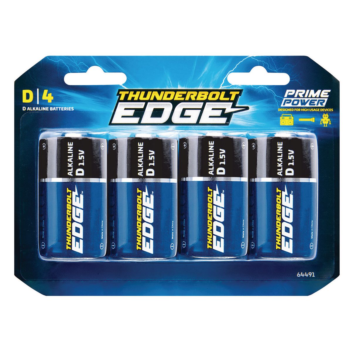 THUNDERBOLT EDGE D Alkaline Batteries 4 Pk. - Item 64491