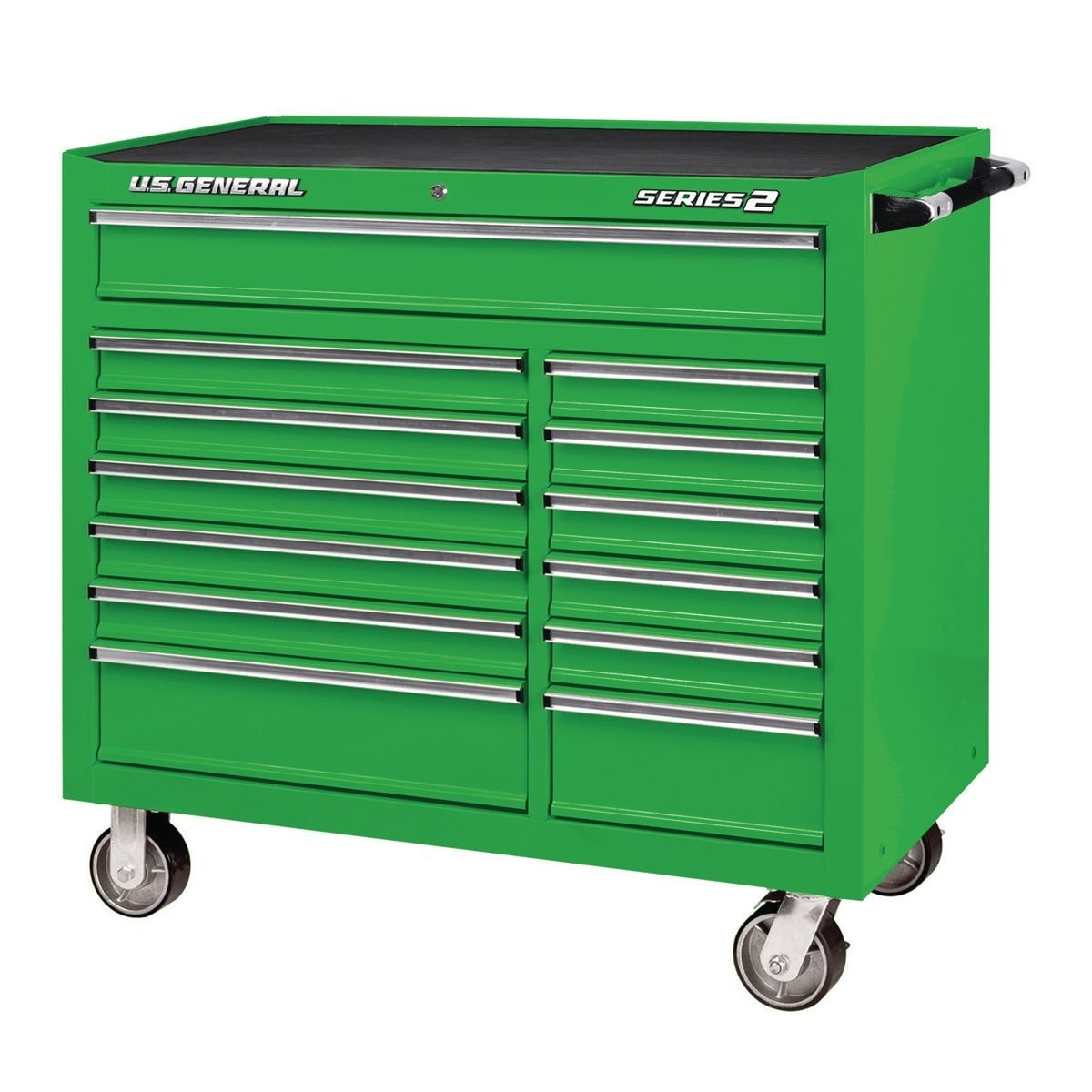 U.S. GENERAL 44 In. X 22 In. Double Bank Roller Cabinet – Green – Item 64954