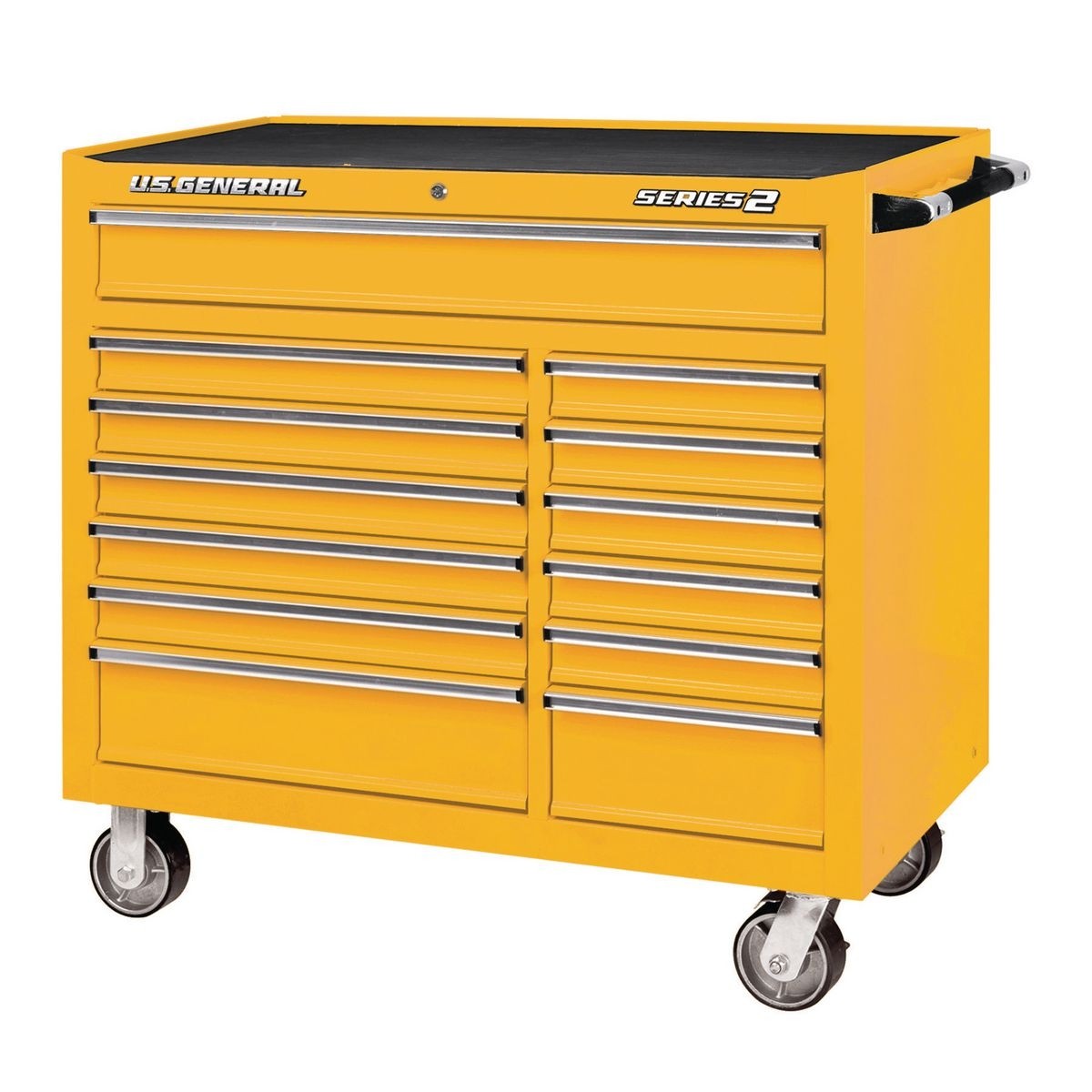 U.S. GENERAL 44 In. X 22 In. Double Bank Roller Cabinet – Yellow – Item 64956