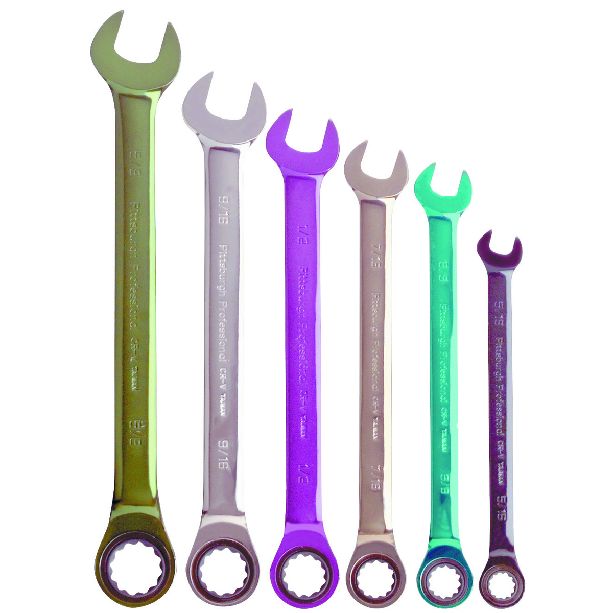 PITTSBURGH SAE Color Combination Ratcheting Wrench Set 6 Pc. - Item 66053 / 61408