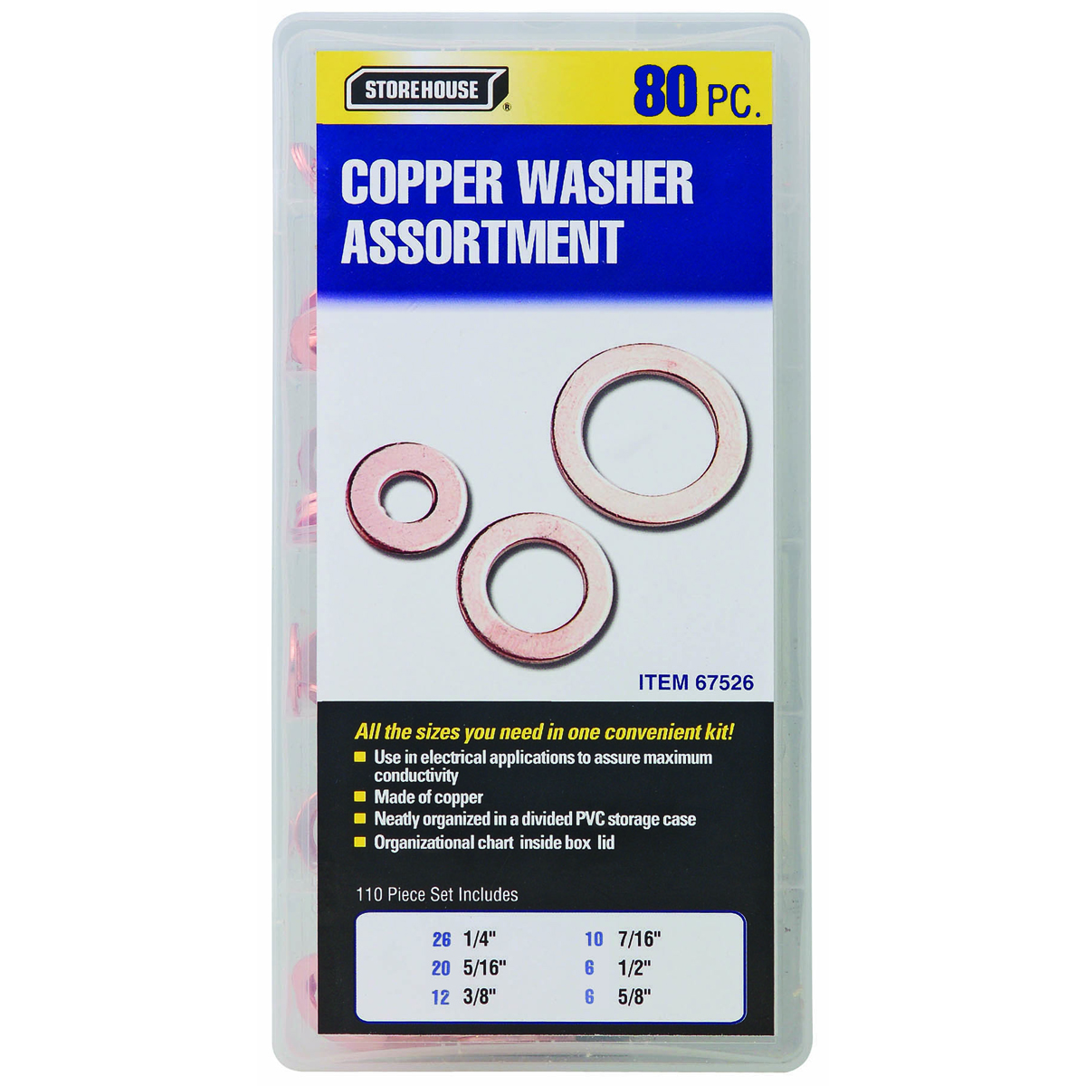 STOREHOUSE Copper Washer Assortment 80 Pc. - Item 67526
