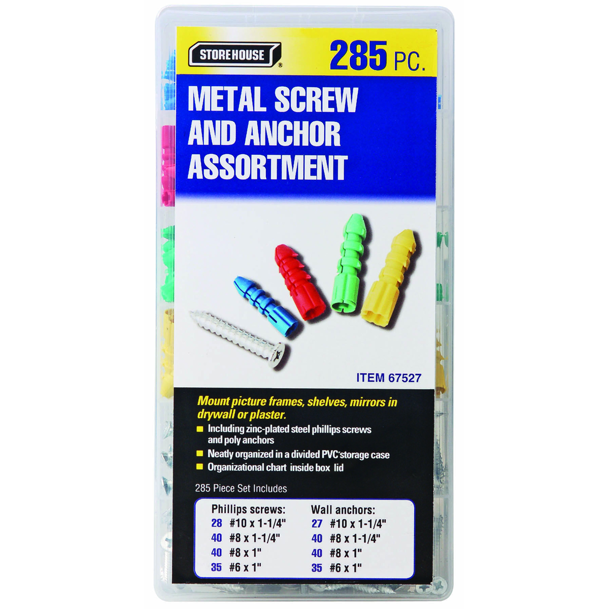 STOREHOUSE Metal Screw and Anchor Assortment Set 285 Pc. - Item 67527