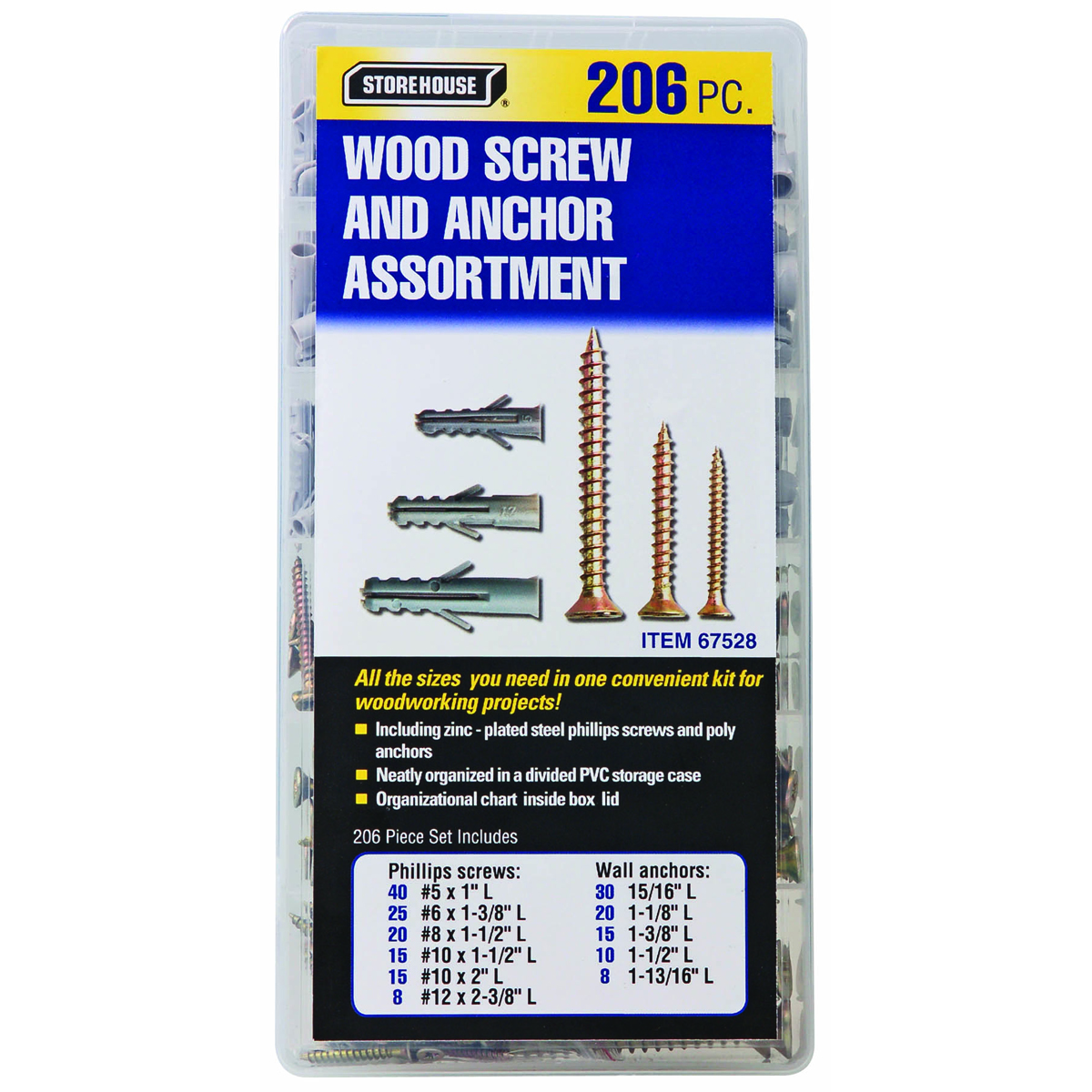 STOREHOUSE Anchors and Screws for Wood 206 Pc. - Item 67528
