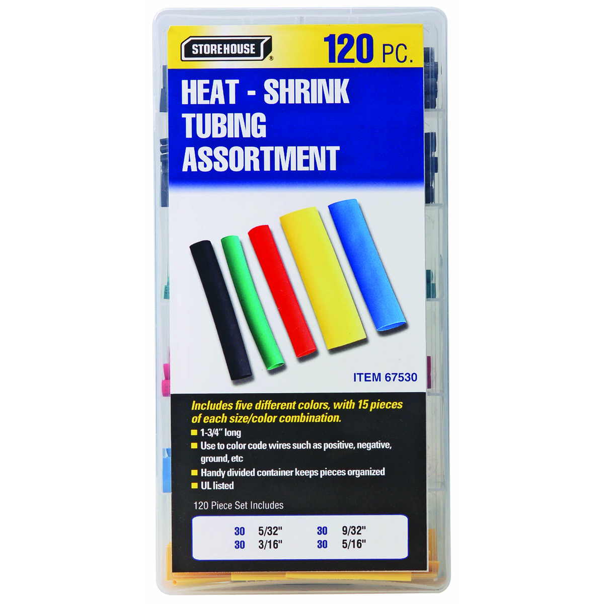 STOREHOUSE Heat-Shrink Tubing Assortment with Case 120 Pc. - Item 67530