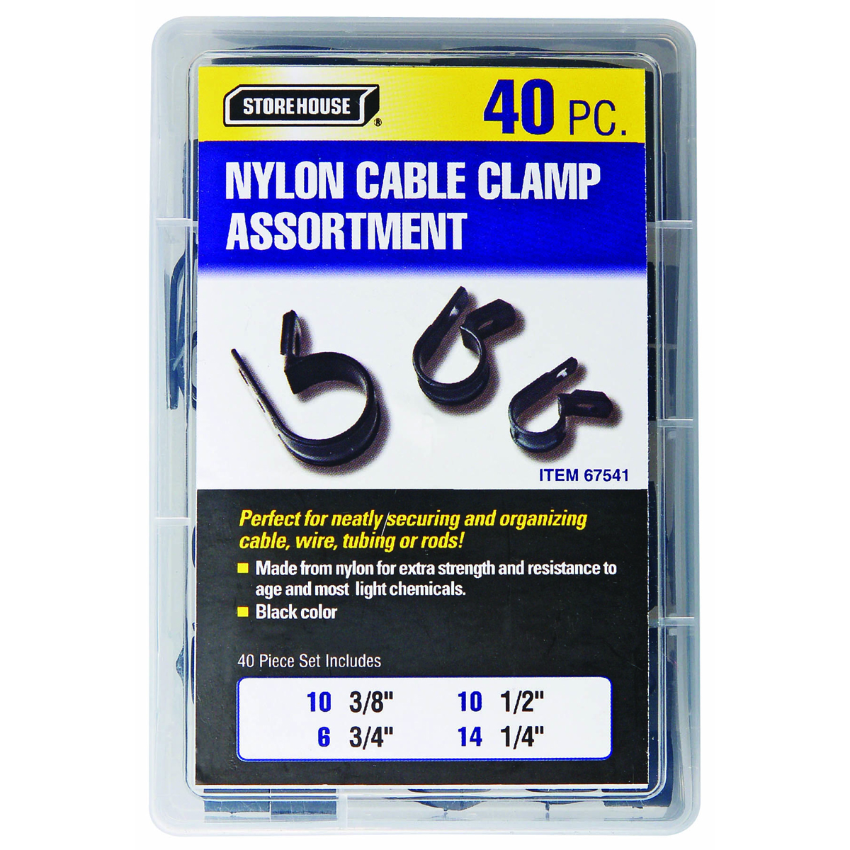 STOREHOUSE Black Nylon Cable Clamp Set 40 Pc. - Item 67541
