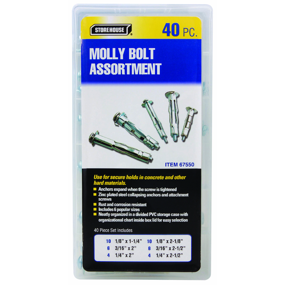 STOREHOUSE 40 Piece Molly Bolt Assortment - Item 67550
