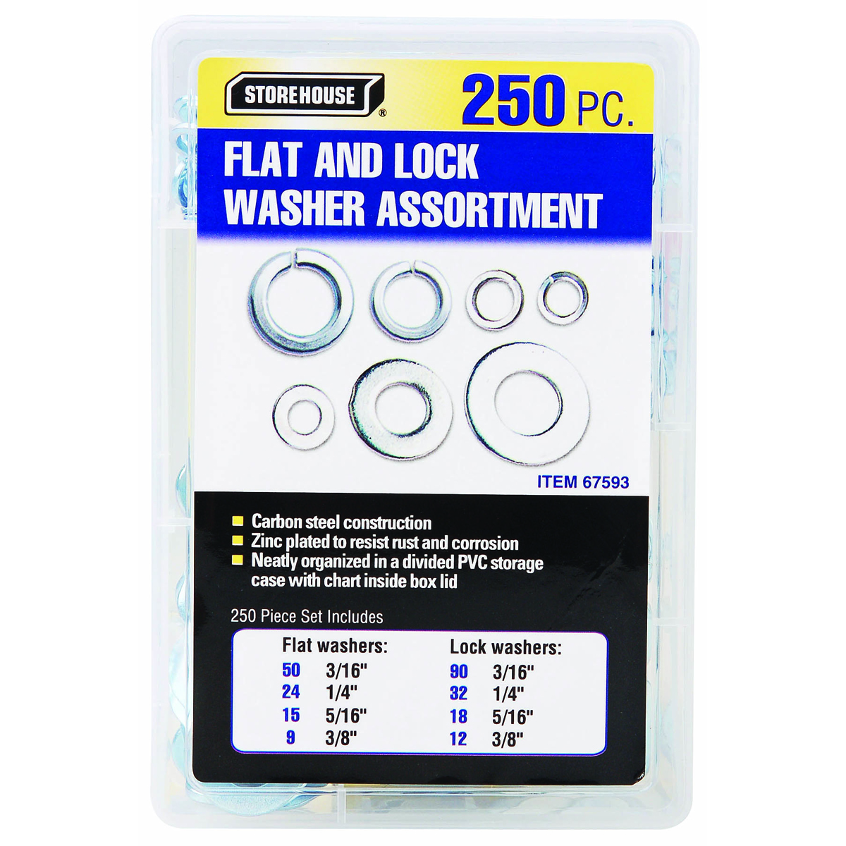 STOREHOUSE 250 Piece Flat and Lock Washers - Item 67593