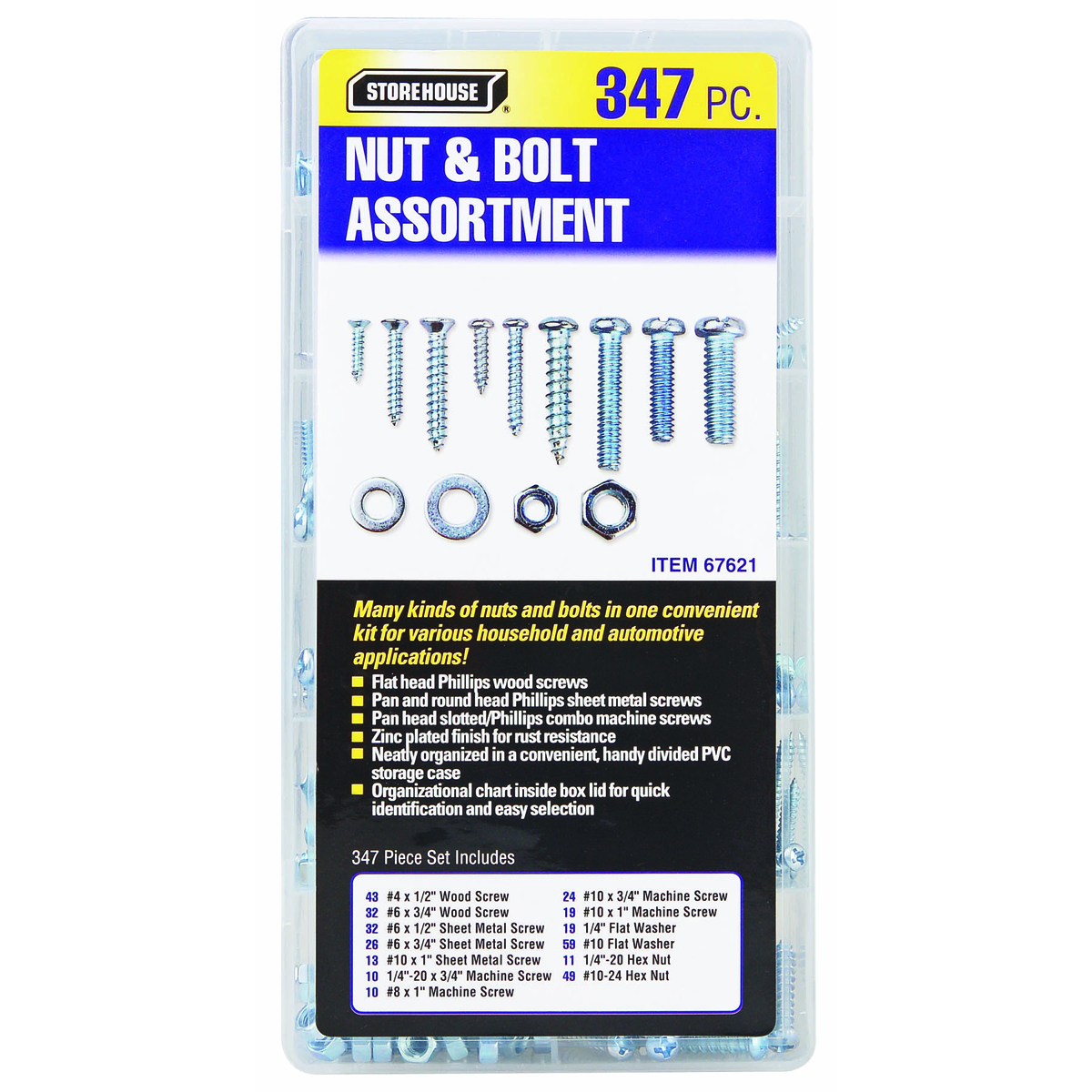 STOREHOUSE Nut and Bolt Assortment 347 Pc. - Item 67621