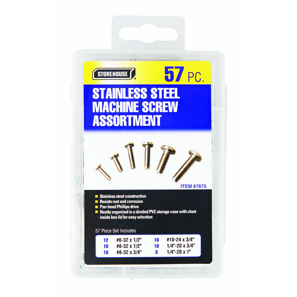STOREHOUSE 57 Piece Stainless Steel Machine Screw Kit - Item 67675