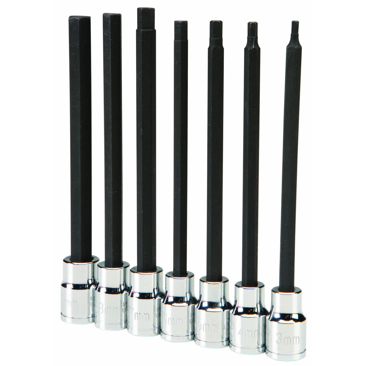 PITTSBURGH 3/8 in. Drive Metric Long Reach Hex Bit Socket Set 7 Pc. - Item 67890