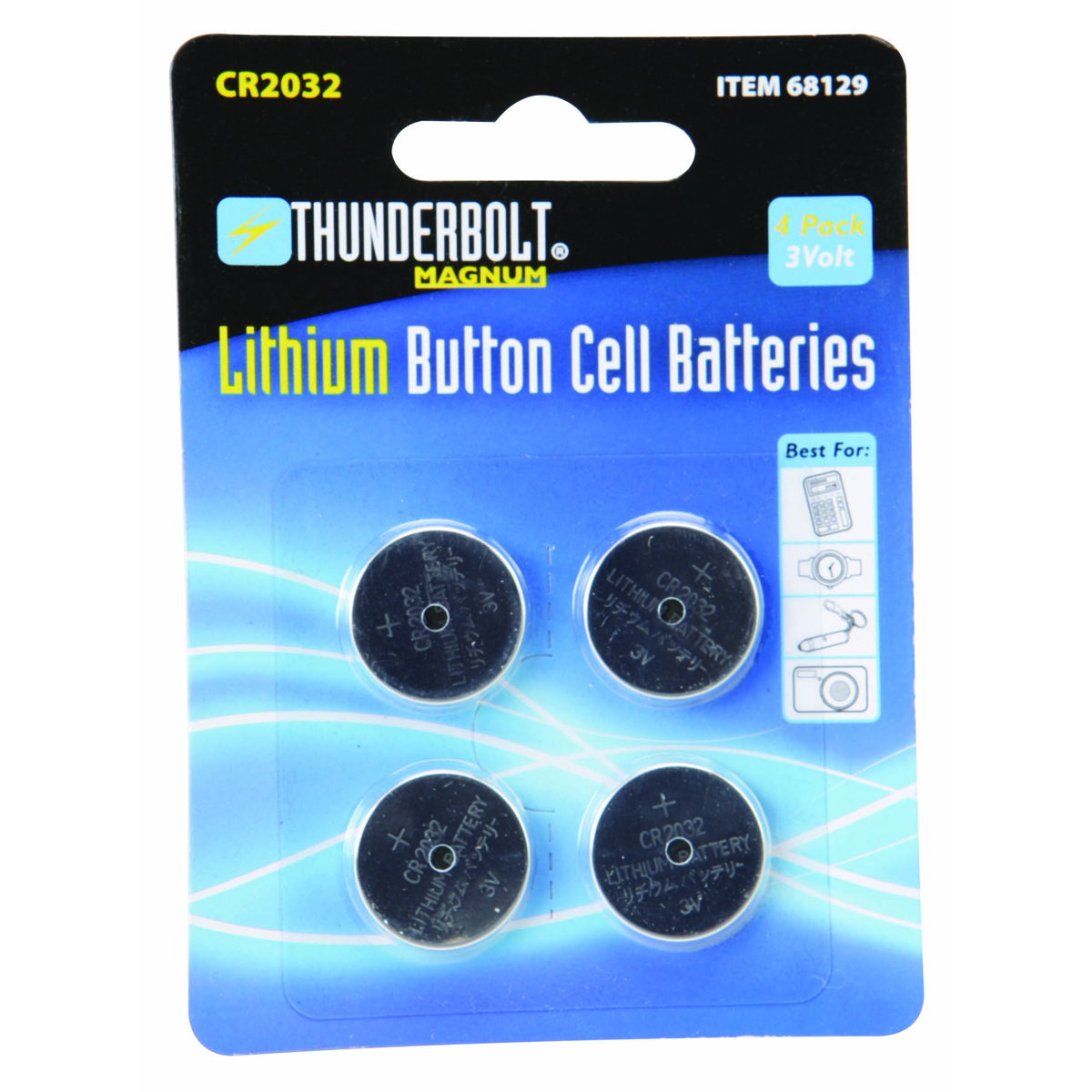THUNDERBOLT CR2032 Lithium Button Cell Batteries 4 Pk. - Item 68129