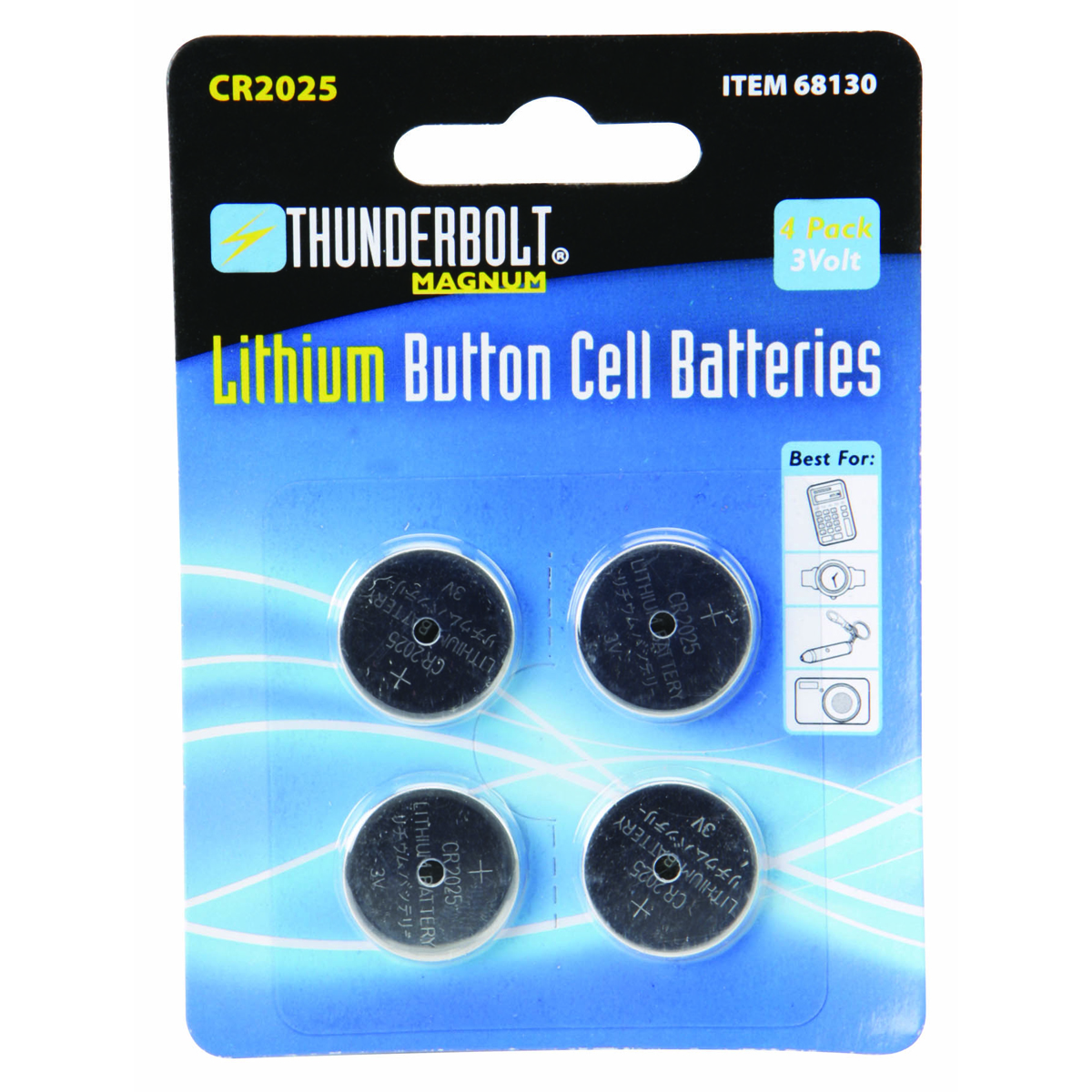 THUNDERBOLT CR2025 Lithium Button Cell Batteries 4 Pk. - Item 68130
