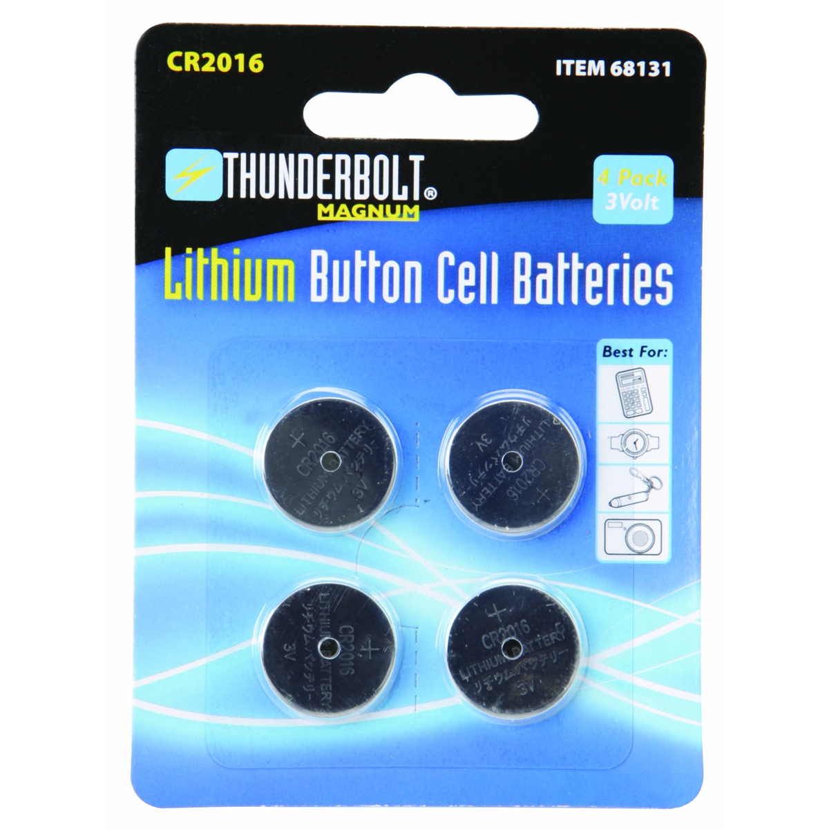 THUNDERBOLT CR2016 Lithium Button Cell Batteries 4 Pk. - Item 68131