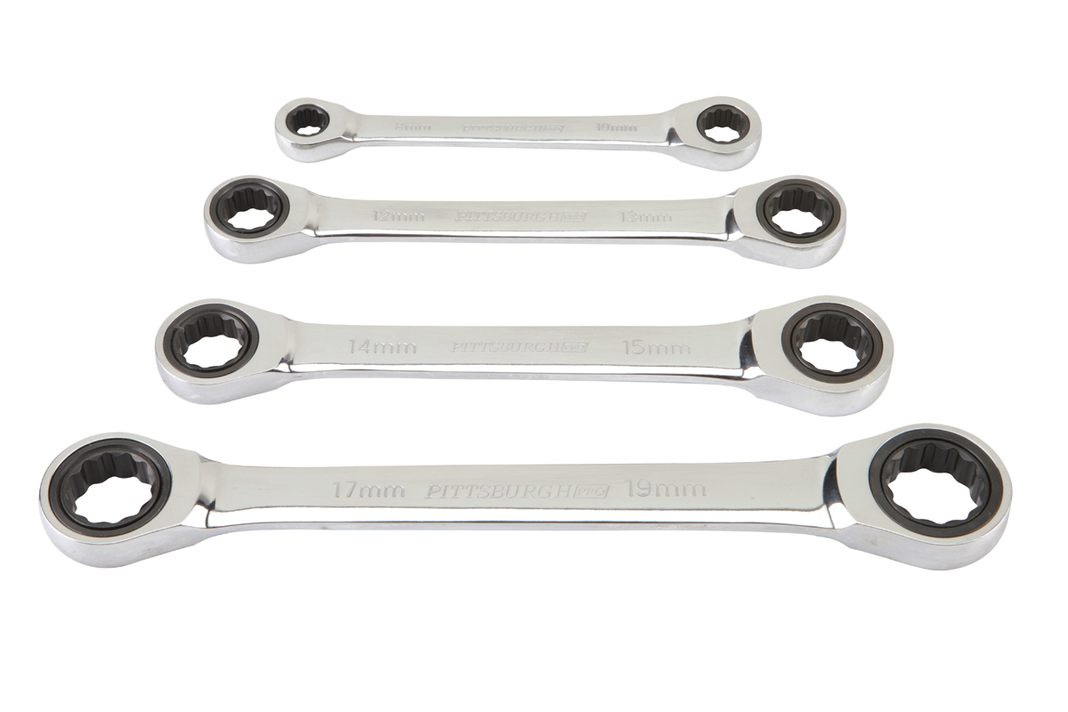 PITTSBURGH Metric Double Box End Ratcheting Wrench Set 4 Pc. - Item 68958 / 66259 / 95398