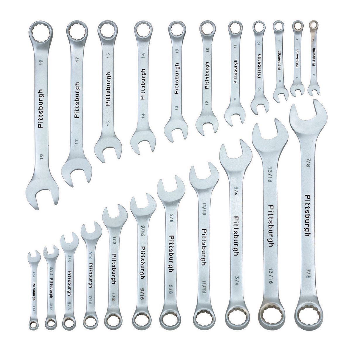 PITTSBURGH 22 Pc Fully Polished SAE & Metric Combination Wrench Set - Item 69314 / 47467