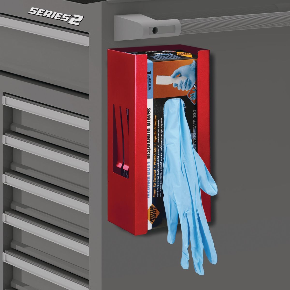 U.S. GENERAL Magnetic Glove/Tissue Dispenser - Red - Item 69322 / 66501 / 98195
