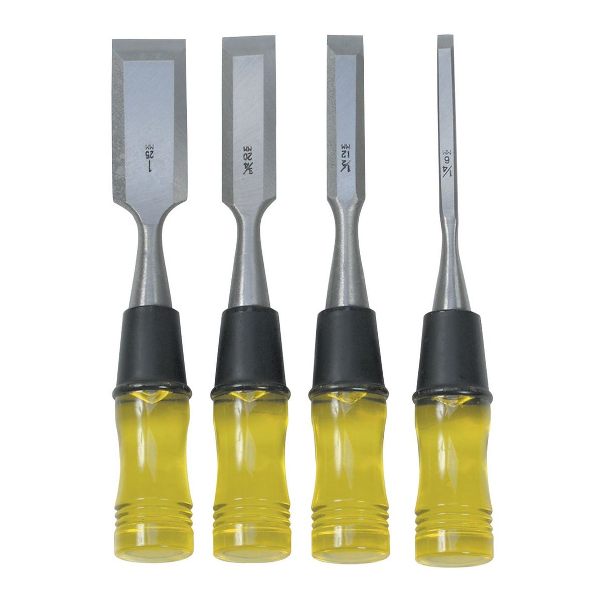 PITTSBURGH Wood Chisel Set with Clear PVC Handle 4 Pc. - Item 69471 / 42429