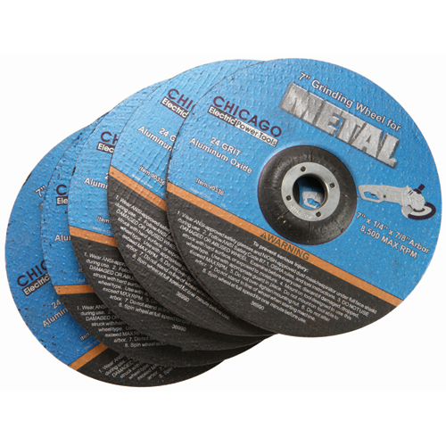 WARRIOR 7 in. 24 Grit Metal Grinding Wheel 5 Pc. - Item 90336 / 61218
